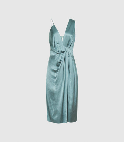 Charlie Satin Twist-Front Midi Dress | [product-vendor] | Chic Style Hire | Designer Dress Hire Sydney Australia