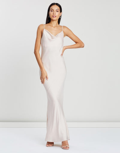 Luxe Bias Cowl Slip Dress – Porcelain | [product-vendor] | Chic Style Hire | Designer Dress Hire Sydney Australia